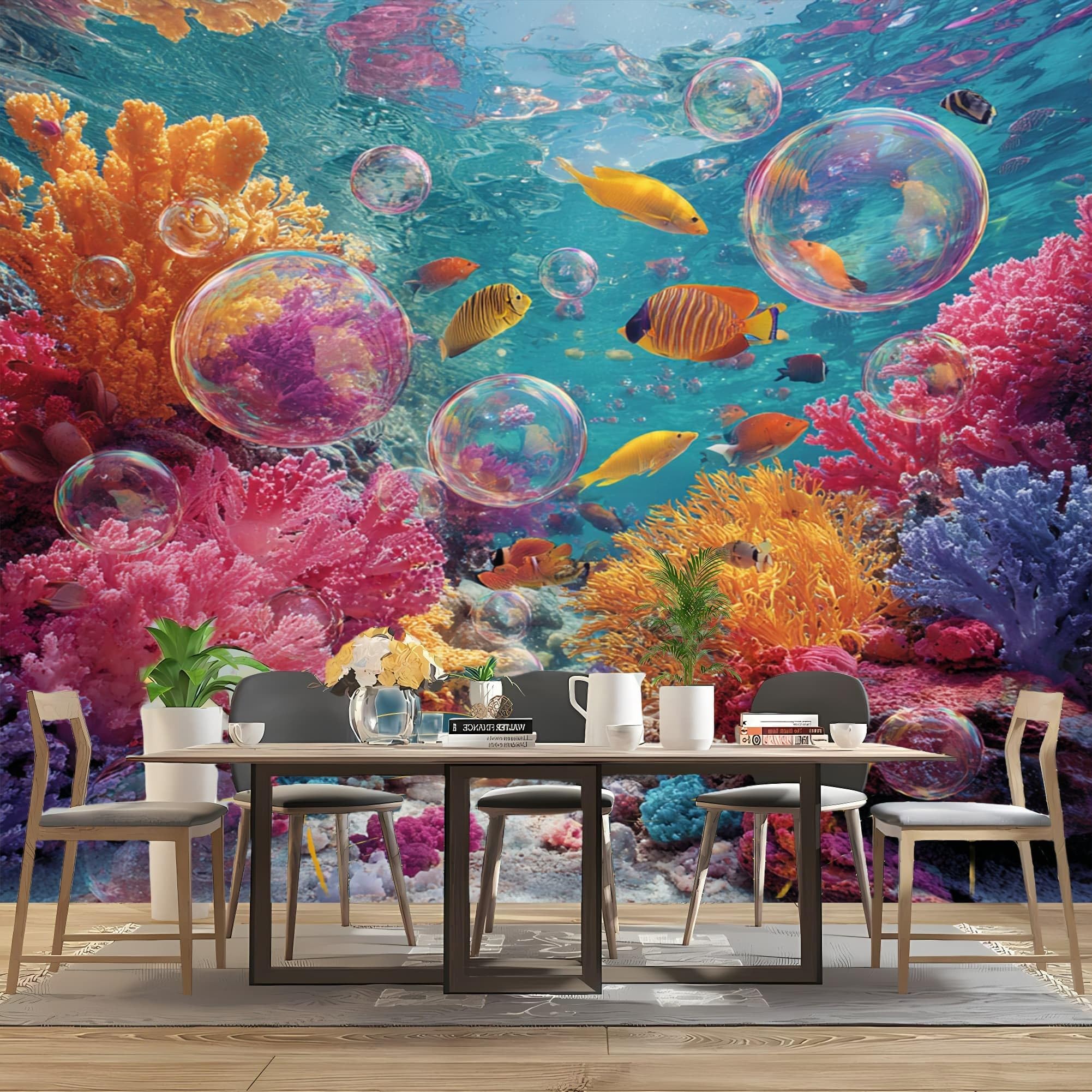 Podwodny świat krajobraz sztuka na ścianę tło nowoczesna sypialnia panoramiczna tapeta 3D sofa telewizor kolorowy plakat do dekoracji salonu 250 x 256 cm