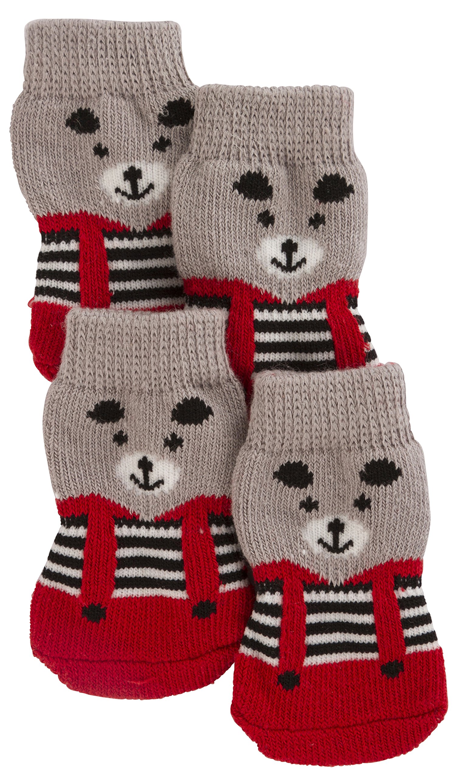 Kerbl Pet Bruno Dog Socks, Medium, Grey/Red