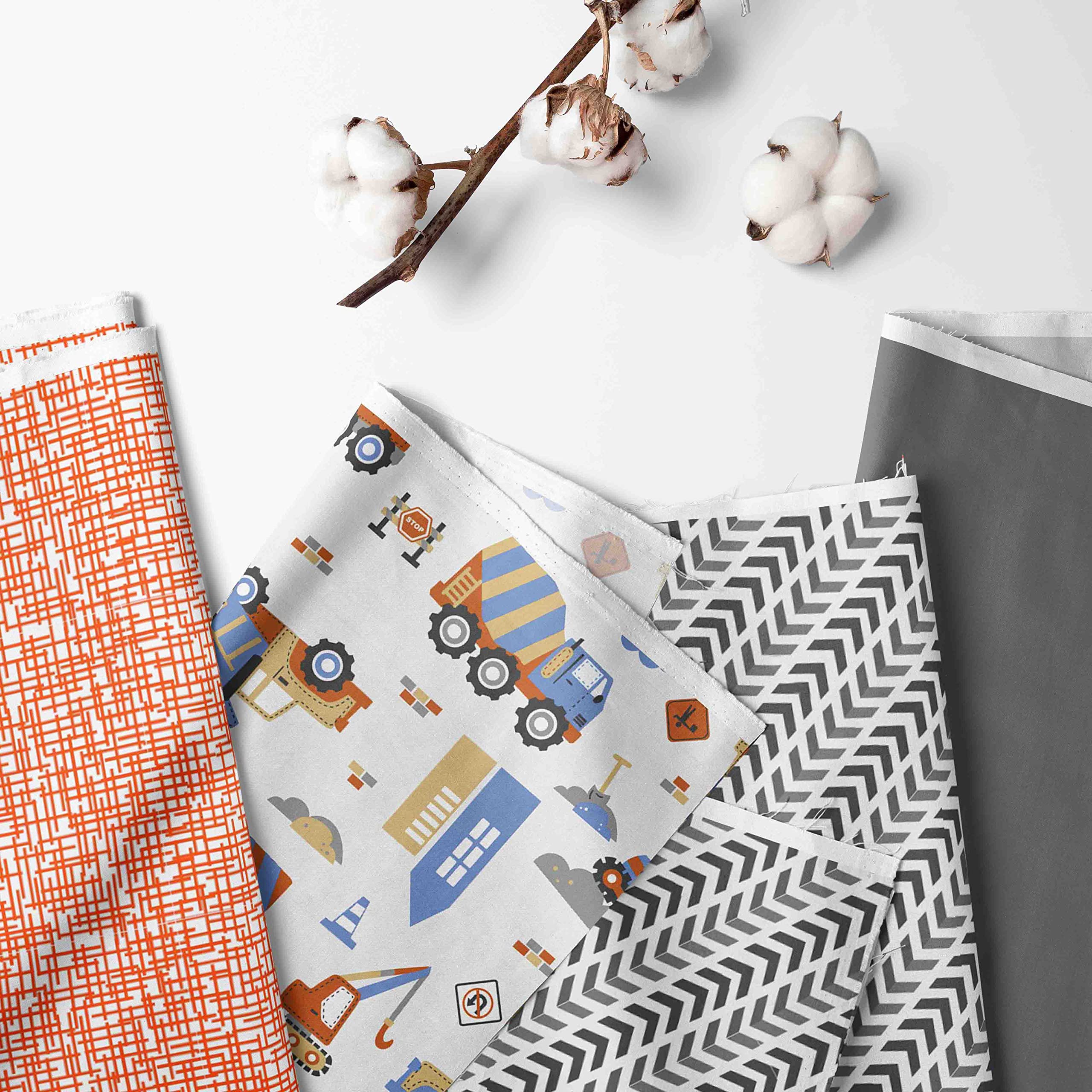 Bacati - Construction Yellow Orange Blue Gray Boys 3-Piece Crib Bedding Set