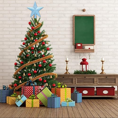 Vista 44 de Aneco - Estrella con brillantina para decorar el arbolito de navidad, decoración para la parte de arriba del arbolito Dorado