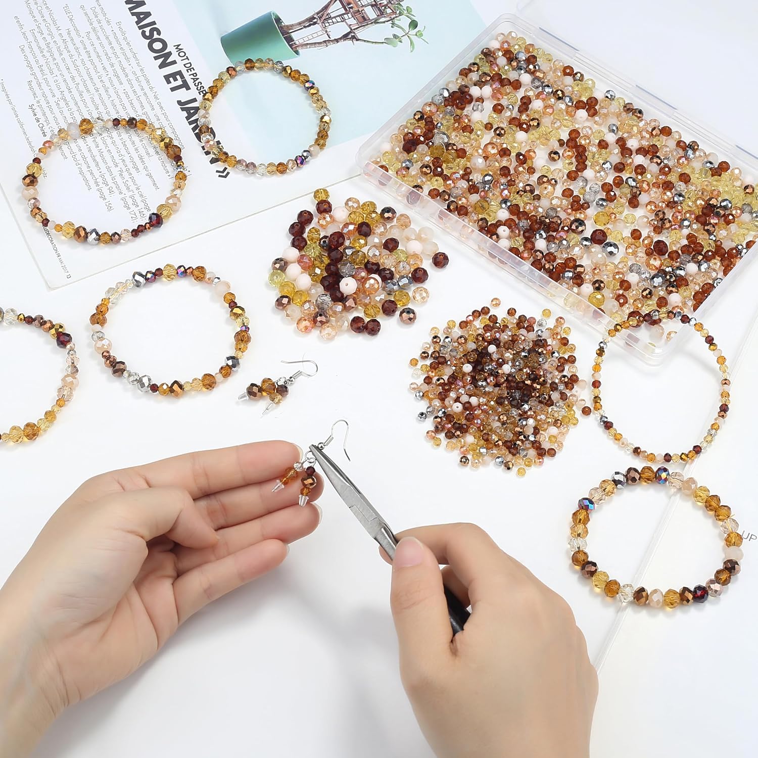 ZHIYUXI 1100PCS 4mm 6mm 8mm Brown Faceted Glass Beads for Jewelry Making image 5