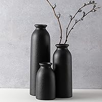 Vista 13 de CEMABT Juego de 3 jarrones de cerámica beige pequeños para decoración, decoración moderna boho de granja para el hogar, jarrón decorativo