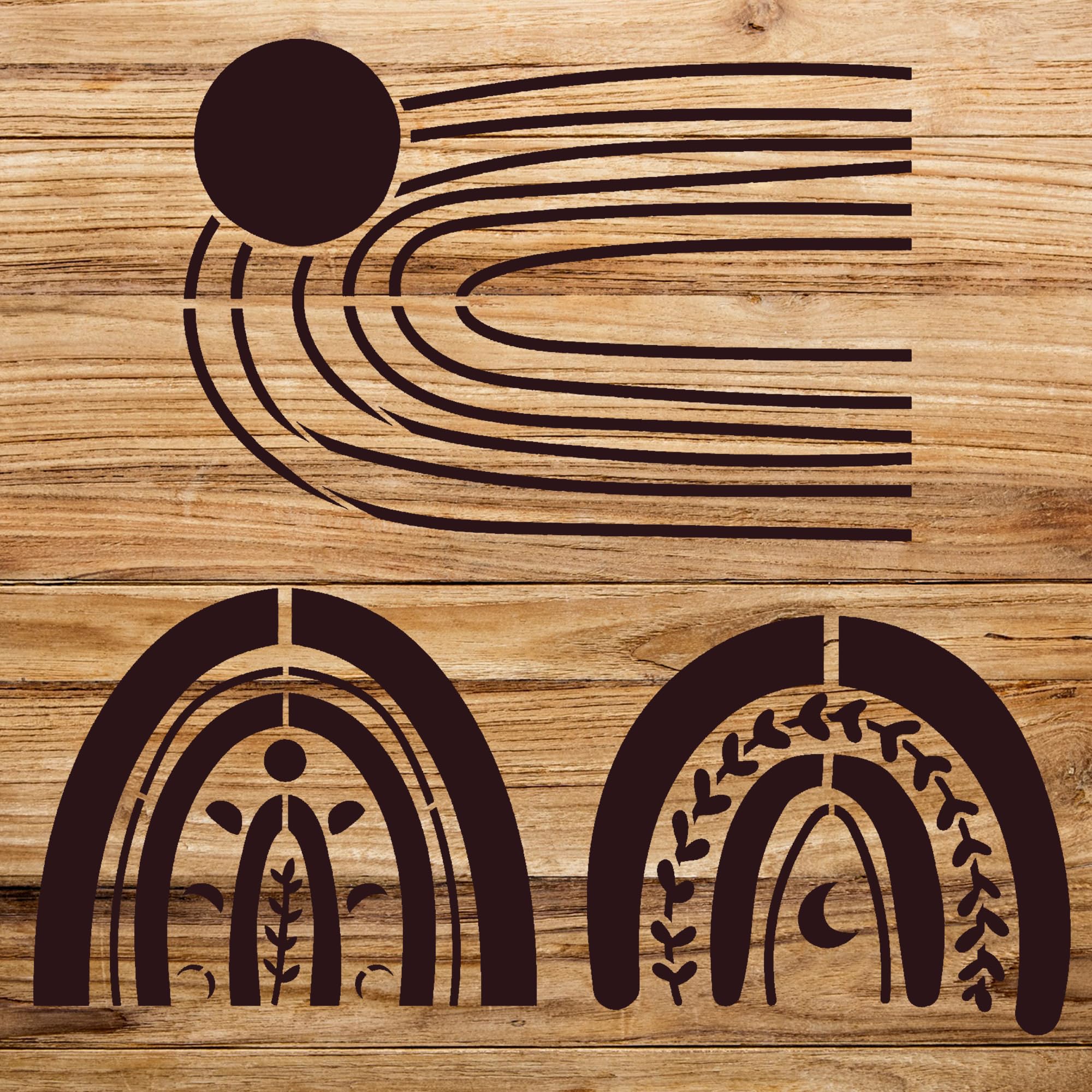 Boho Rainbow Stencil Pattern for Home Decor and Craft Projects, Reusable Mylar Template for Walls, Wood Signs, and DIY Embellishments - Size A1 (23.4