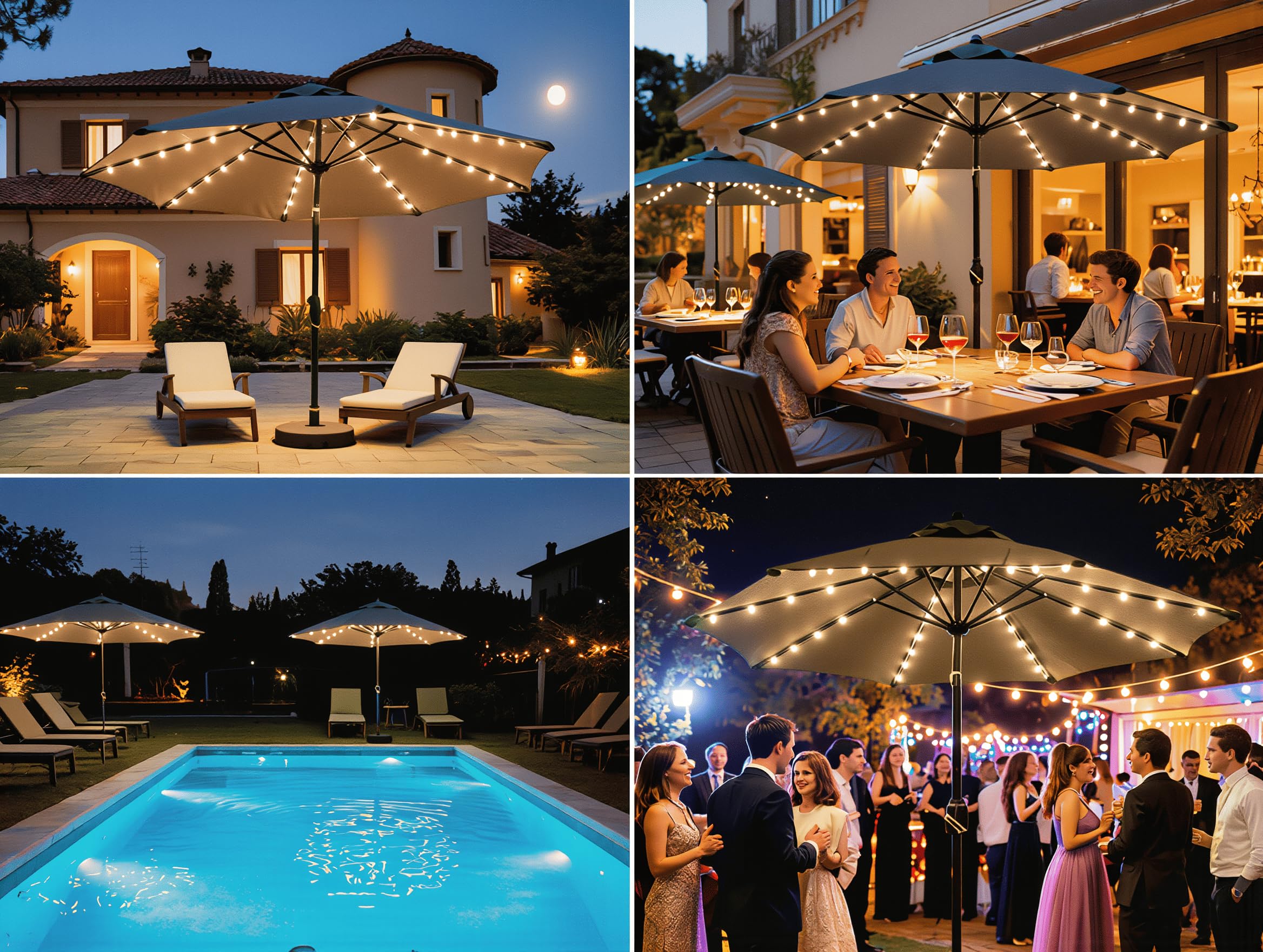 Ombrellone da Giardino BALì 3 Metri Inclinabile con Luci LED Solari Integrate – Protezione UV80+ – Apertura a Manovella Push-Button – Struttura Acciaio Verniciato – Parasole Terrazzo Piscina Dehors