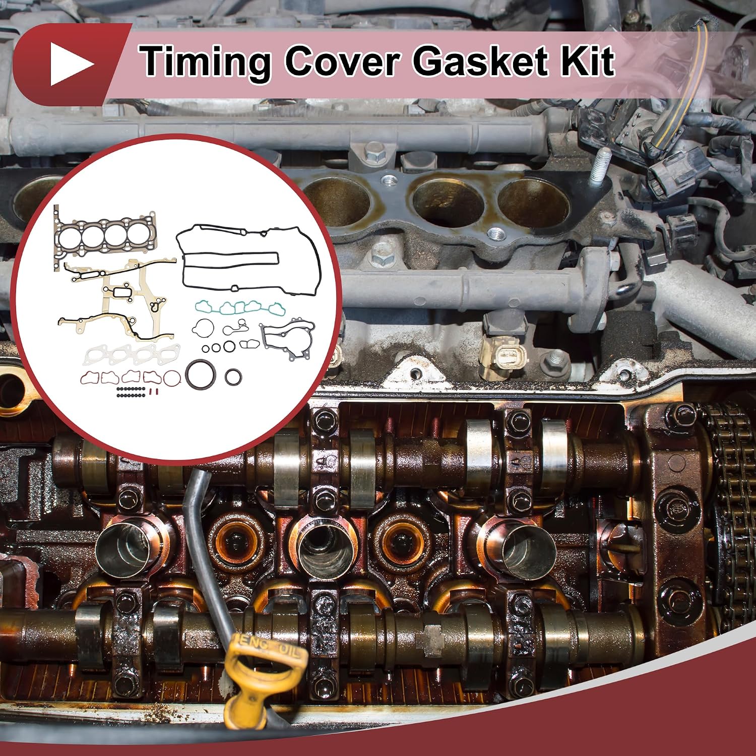Timing Cover Gasket Kit Cylinder Head Gasket No.HS54898/HS26540PT-1 for Chevy Cruze 1.4L 2011-2015 1 Set Long-lasting Sealing Engine Car