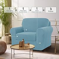 Vista 92 de CHUN YI - Funda elástica para sofá (7 piezas), funda para sofá de 3 plazas con tres respaldos y cojines separados con banda elástica, tela jacquard