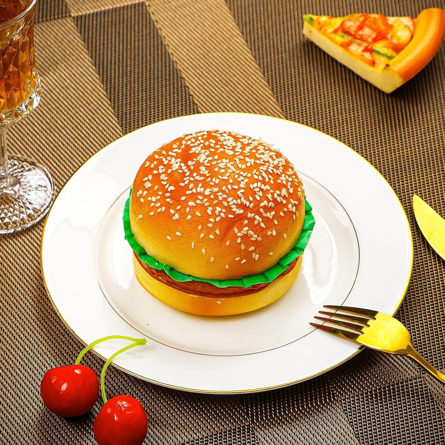 12 Pcs Artificial Hamburgers Realistic Fake Food Bread Model Photography Prop for Kitchen Food Fake Display Home Kitchen Party Decoration