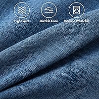 Vista 2 de MIULEE - Paquete de 2 fundas de almohada decorativas de lino de arpillera costera, estilo granja, para sofá, coche, sillón, dormitorio, sala de Azul