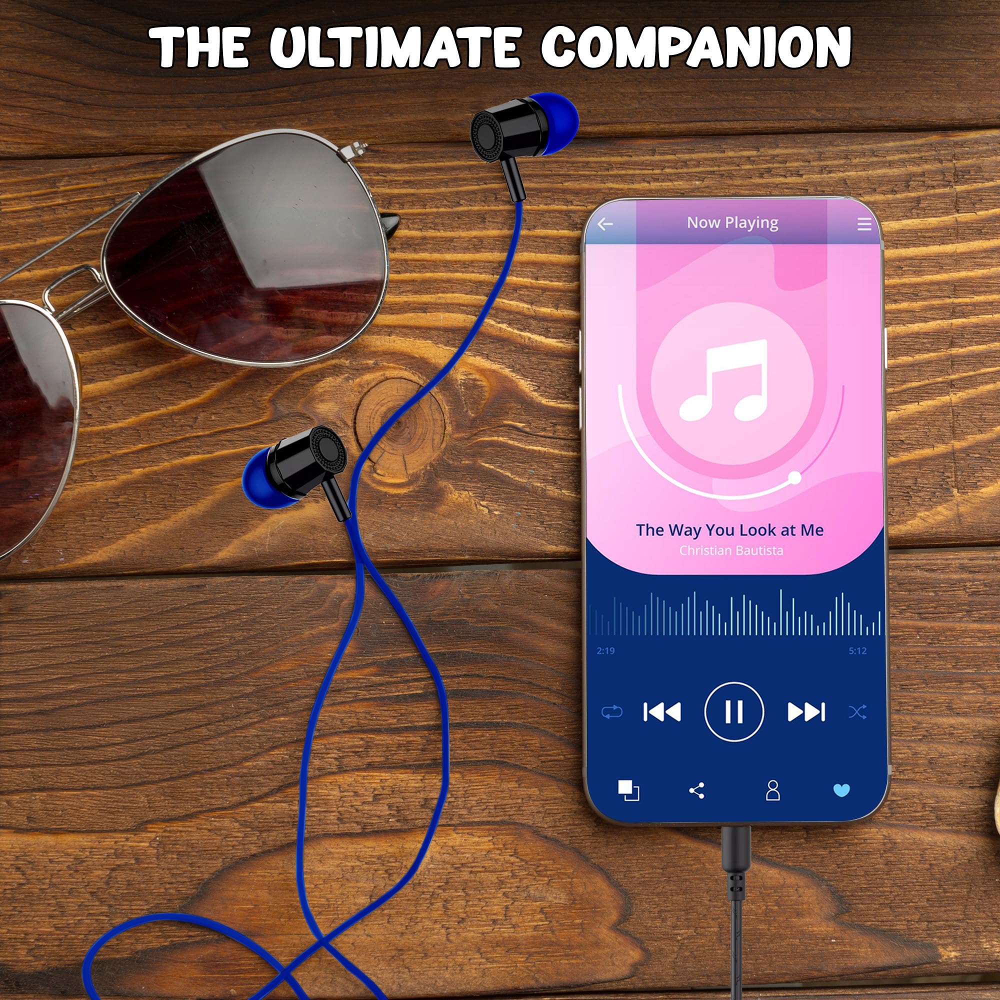 Kratos E02 Blue Wired Earphones with 3.5mm Jack in-line Mic Control for Clear Calling & Music, Multi-Functional Controller,Sweat Resistant,Comfort Fit Wired Ear Phones,Compatibility with All Mobiles — Amazon image 4