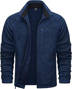 TACVASEN Mens Fleece Jackets Full Zip Up Lightweight Jacket Casual Soft Hiking Sweaters Winter Warm Coats with Pockets