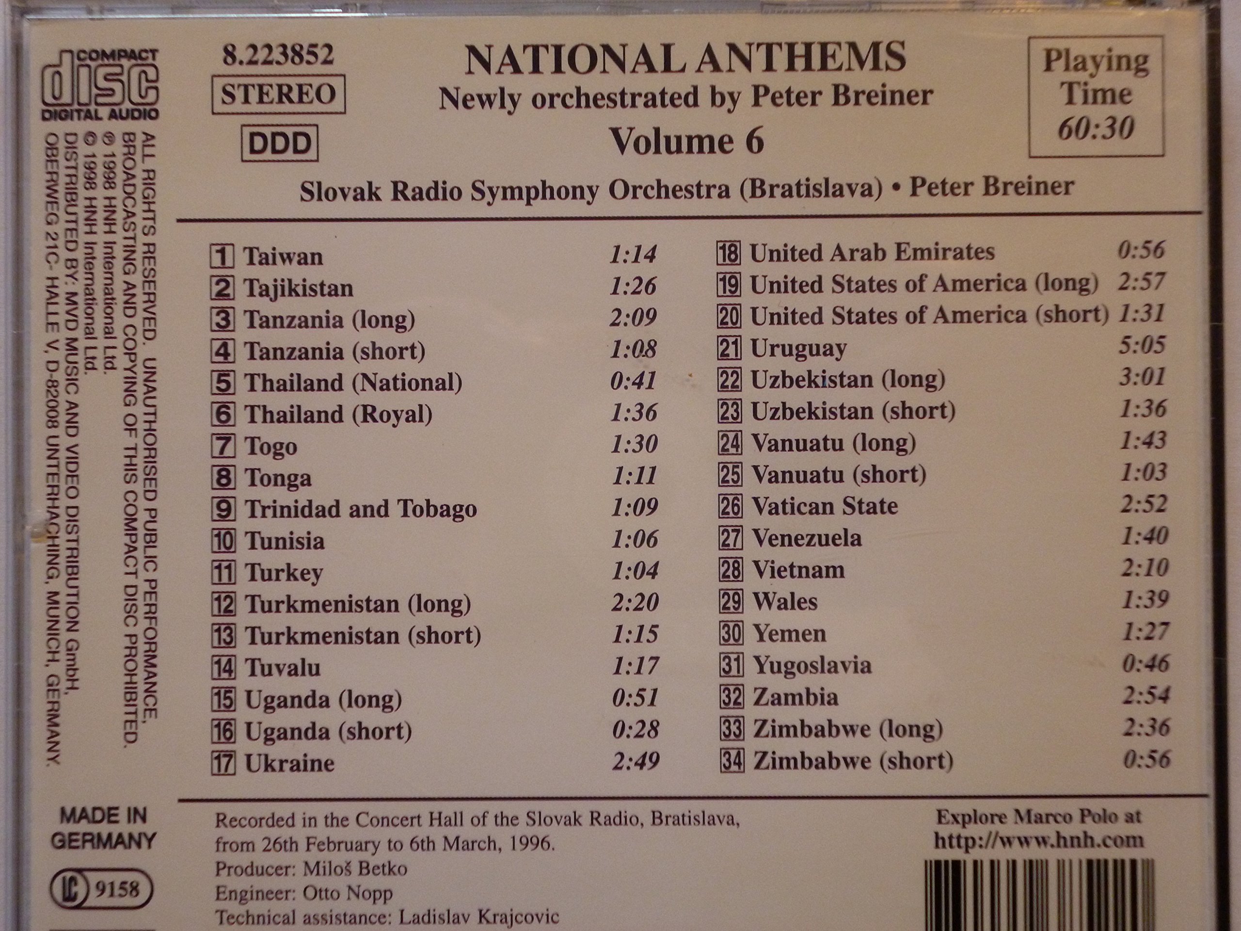 NATIONAL ANTHEMS VOL 6