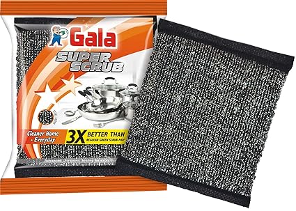 Gala Super Scrub Set Made of Steel Black Pack of 6
