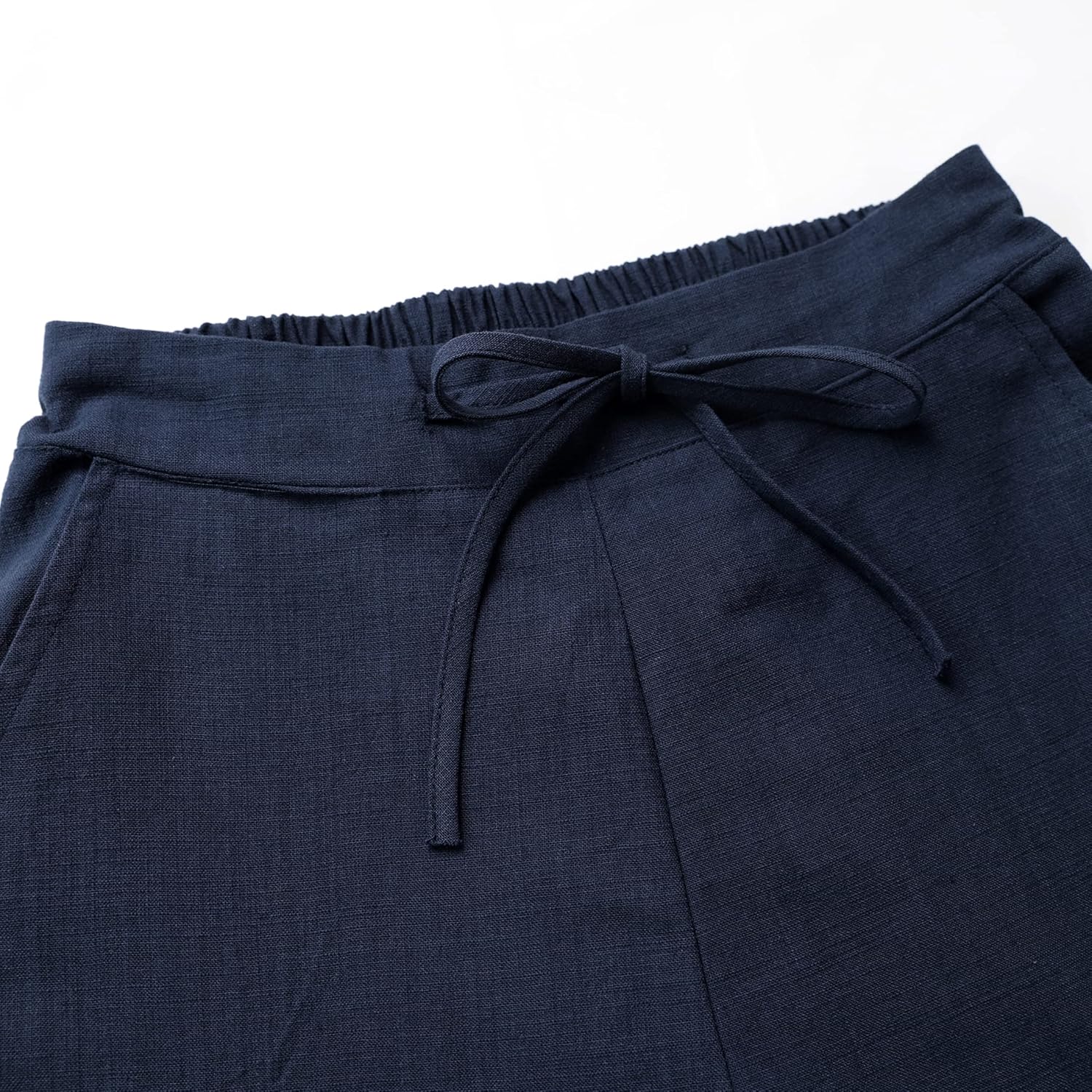 Tanming Linen Pants for Women Summer Casual High Waisted Drawstring White Beach Pant - Image 2