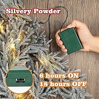 Vista 3 de MINDELF 6 FT Silver Artificial Christmas Garland, Faux Spruce Evergreen Garland with 20 LED Lights, Lighted with Timer, Perfect for Christmas Indoor