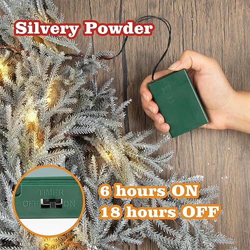 Miniatura 3 de MINDELF 6 FT Silver Artificial Christmas Garland, Faux Spruce Evergreen Garland with 20 LED Lights, Lighted with Timer, Perfect for Christmas Indoor