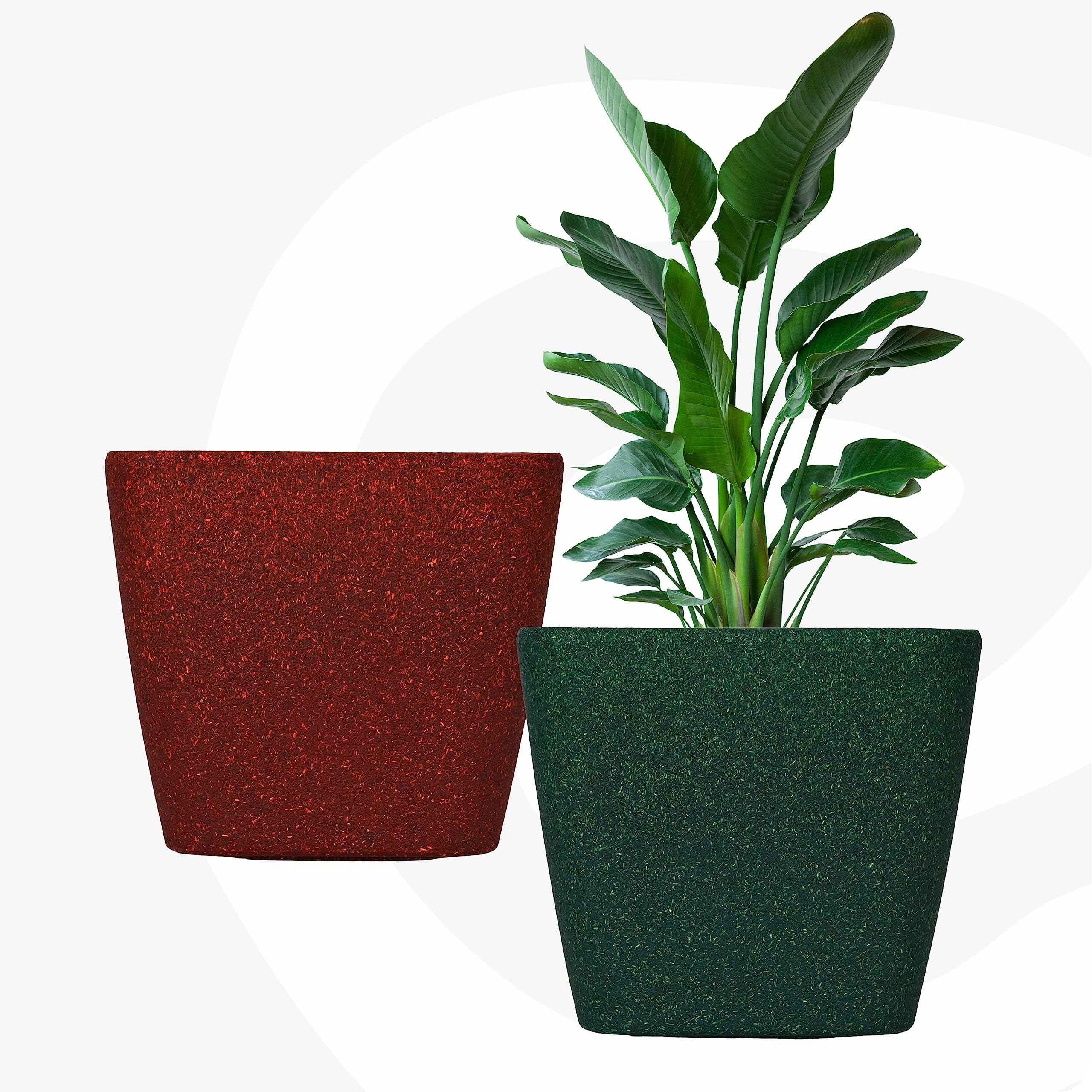 Eha Set of 2 Earth-Friendly Daisy 12" Self-Watering pots and Planters | Bamboo Based | UV Protected | Removable Wheels | for Indoor, Home Decor, Outdoor, Balcony & Garden | Coral-Fern (B0BY8VFB7W) Amazon Price History, Amazon Price Tracker