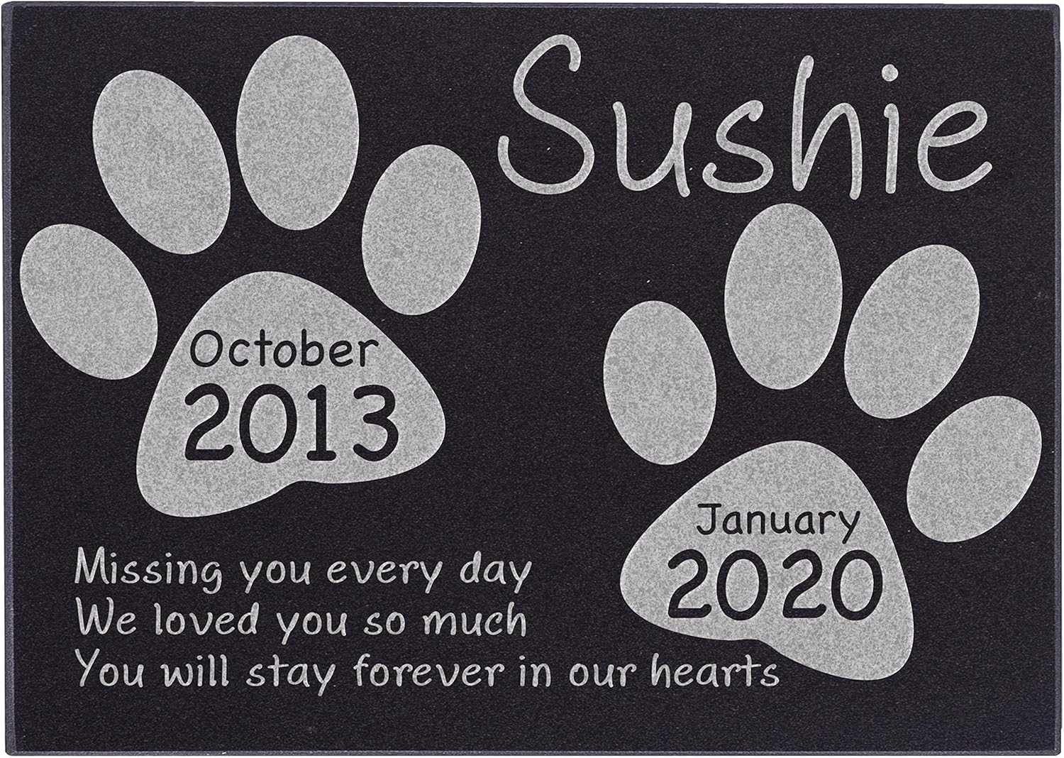 CustomizationMill Personalized Pet Memorial Stone - Granite Dog Grave Marker w 3 Sizes | Garden Stones Loss of Dogs | Sympathy Poem, Loss of Pet Gift, Indoor - Outdoor Tombstone Headstone 12x8