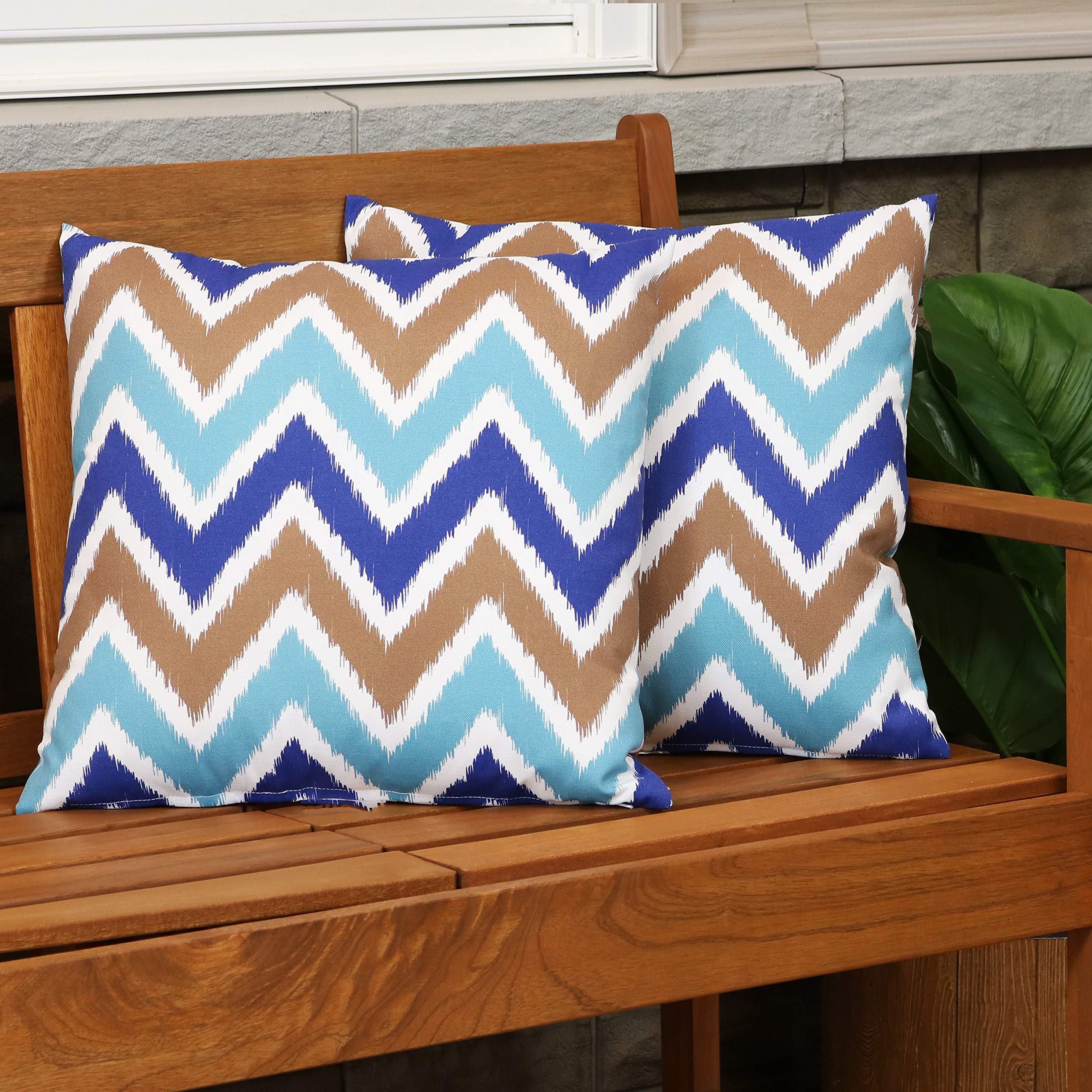 Sunnydaze 2-Pack 17x17 Inch Decorative Throw Pillow Covers - Gray Geometric, Weather-Resistant Polyester, Zipper Closure (Pillow Inserts NOT Included) - View #11