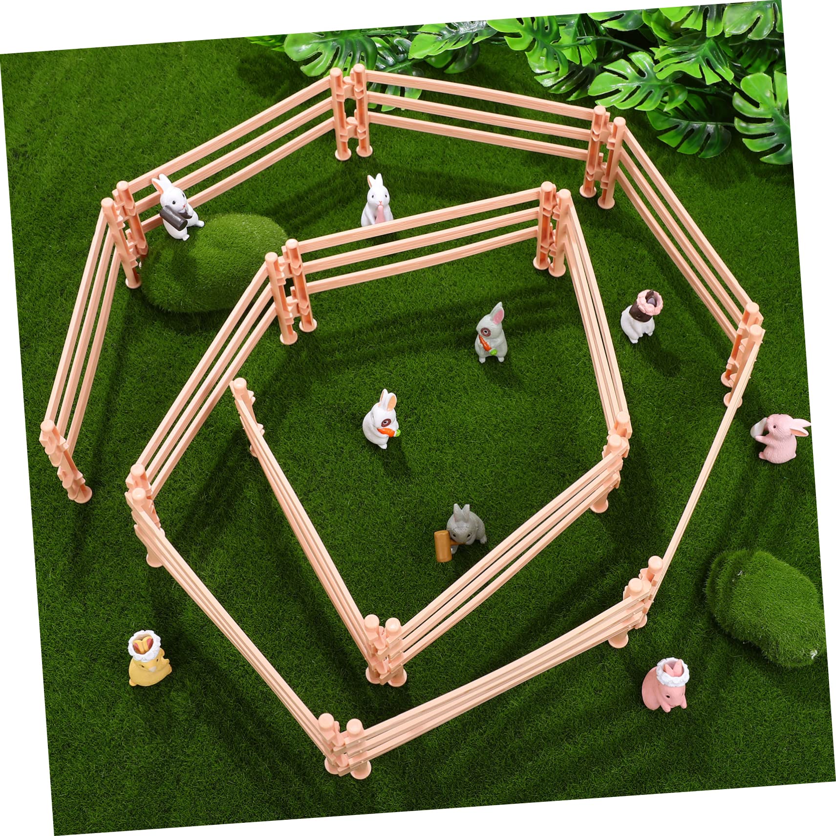 ibasenice Vallas De Juguete para Granja 50 Piezas Beige para Niños Set De Paneles Puntales para Establo y Figuras Animales Juego Creativo y Educativo