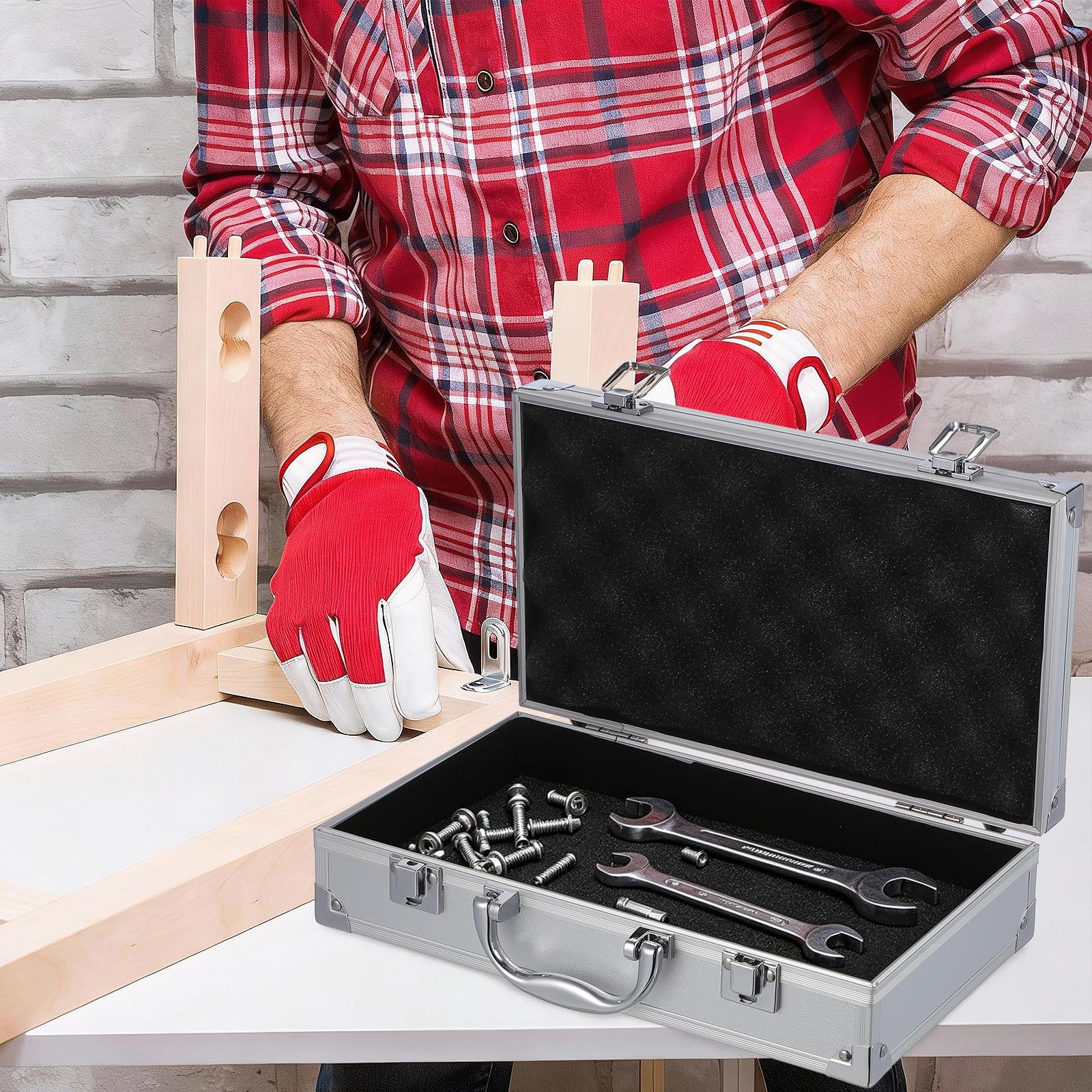 IMIKEYA Caja de Herramientas de Aluminio con Gran Capacidad Maletín Portátil con Asa Ergonómica Organizador Multifuncional para Medicinas y Uso Doméstico Oficina y Viajes