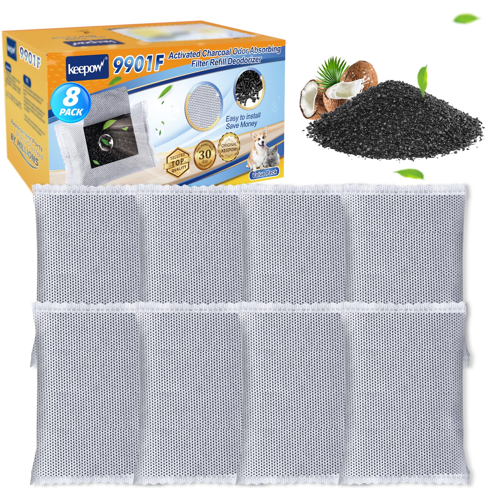 KEEPOW Activated Charcoal Odor Absorber Filter Refills