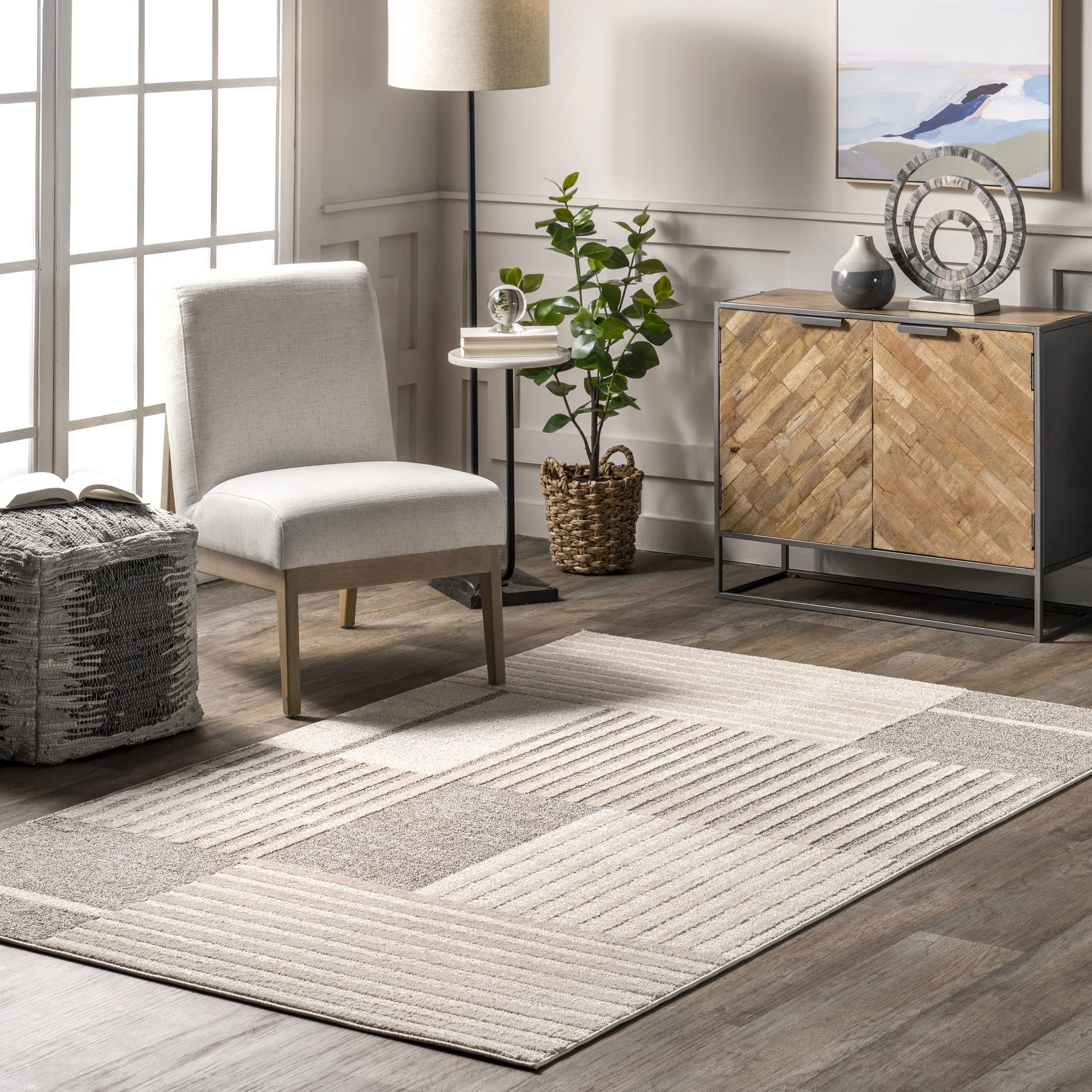 nuLOOM Adabelle Contemporary Striped Area Rug, 5x8, Beige