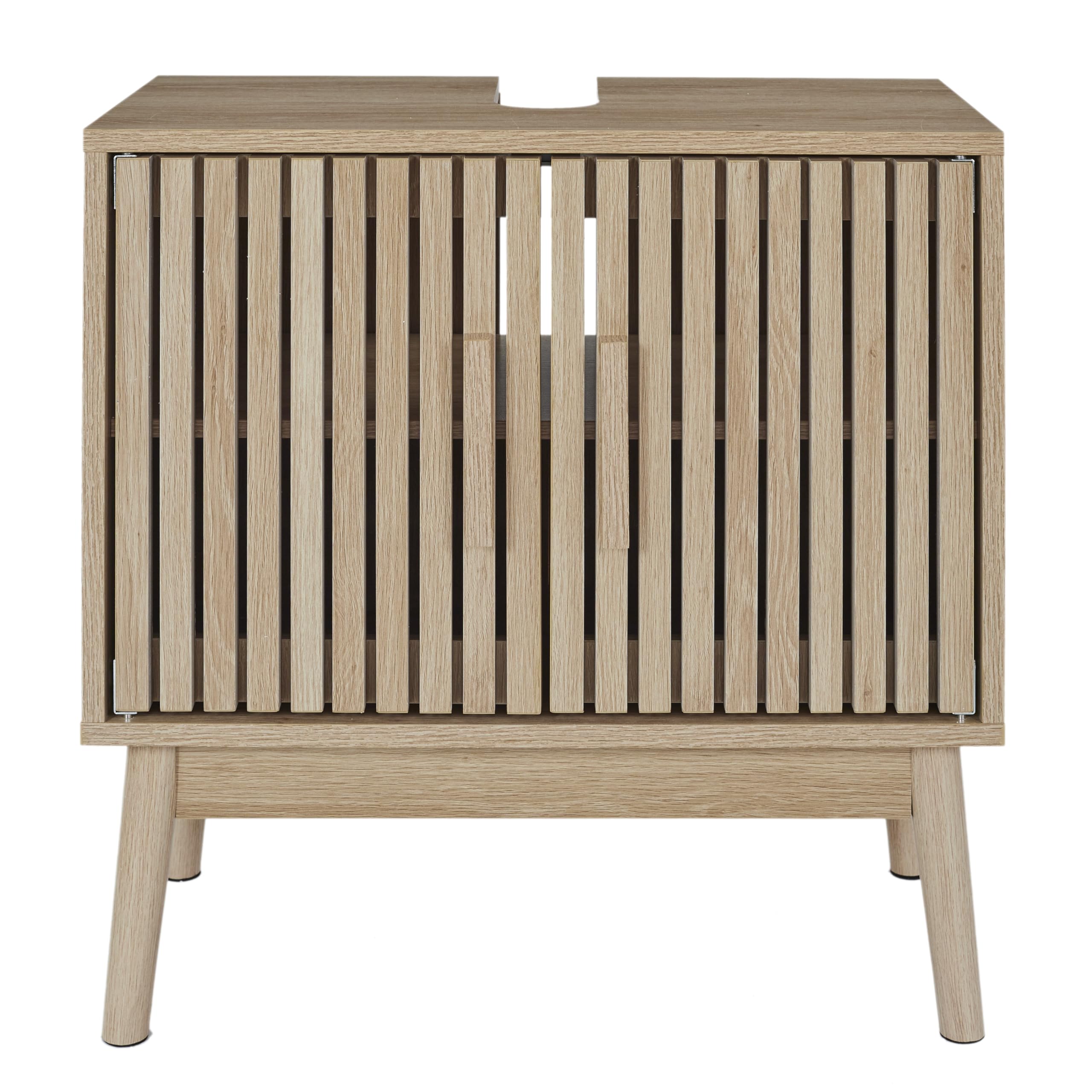 HOME DECO FACTORY Kartoffelstampfer aus Edelstahl Ergonomischer Griff Silber | Waschtischunterschrank aus Holz, Kollektion Klaus, Badezimmerfarbe Natural Crush, 60 x 70 cm, braun