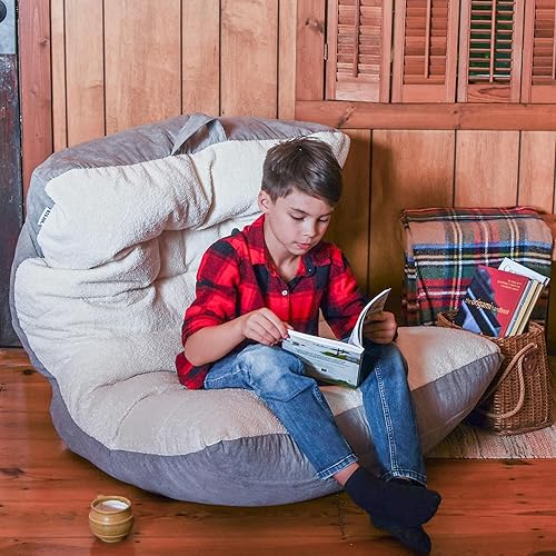 Miniatura 2 de Big Joe Roma Puf, Sherpa de avena y grafito, gamuza vegana, 3 pies