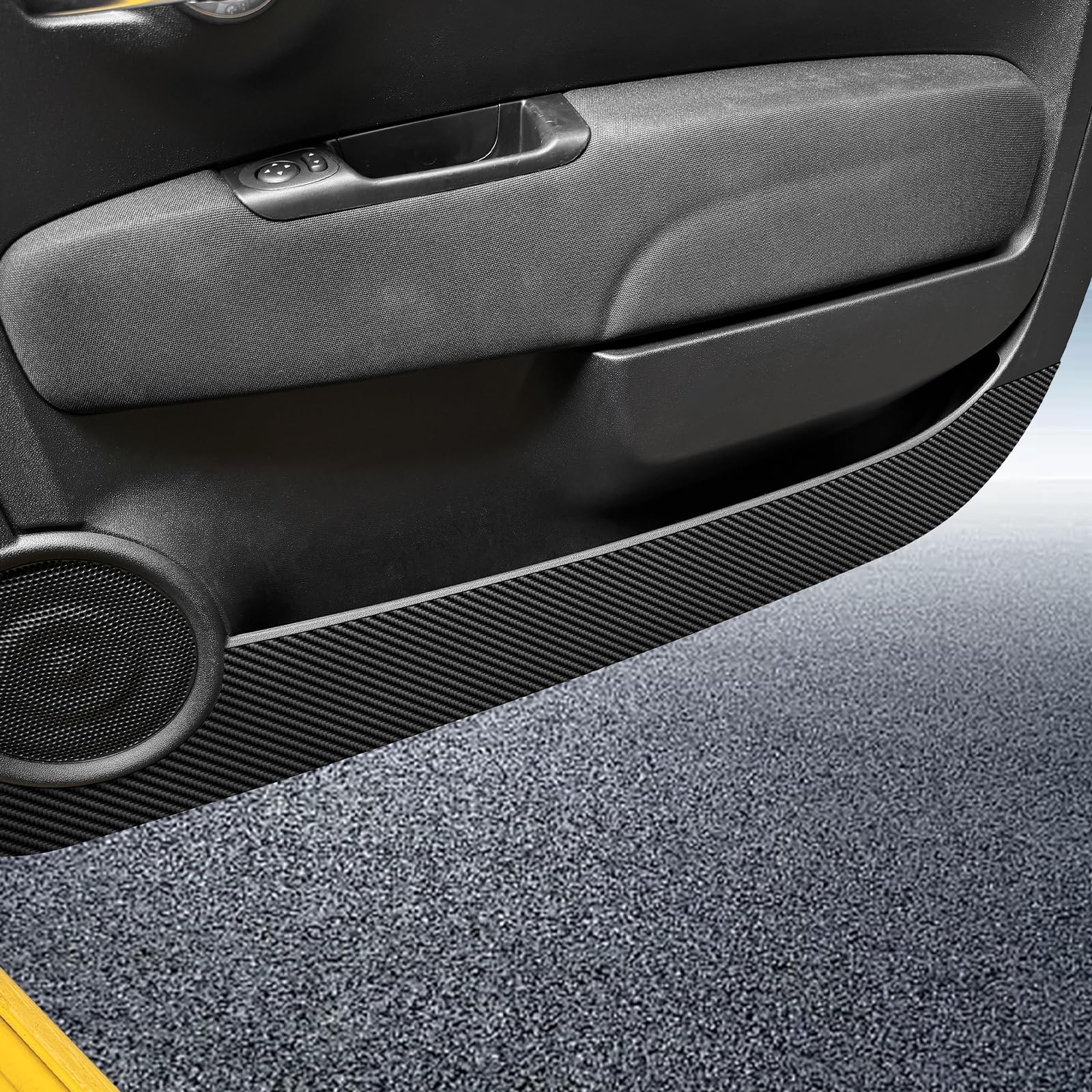 KUNGKIC Tapis de portière de voiture pour Fiat 500 2008-2024 Abarth 595 695 2012-2024 - Autocollant de protection intérieur autocollant pour bord latéral (motif fibre de carbone)