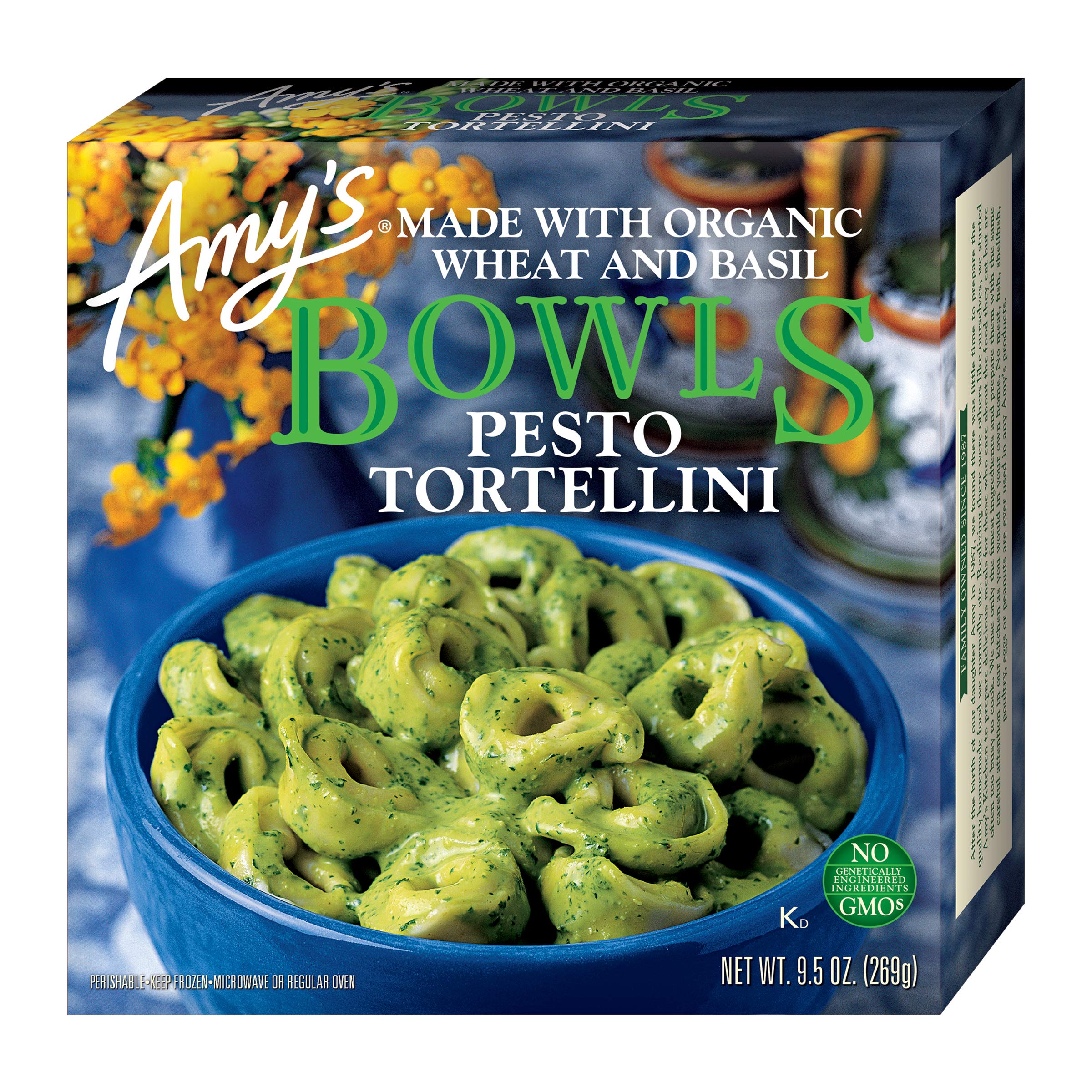 Amy's Frozen Meals, Pesto Tortellini Pasta Bowl, Made with Parmesan Cheese and Organic Basil, 9.5 oz.