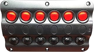 Marine Boat IP65 Switch Panel 6 Gang LED Switches & Circuit Breaker Wave Design