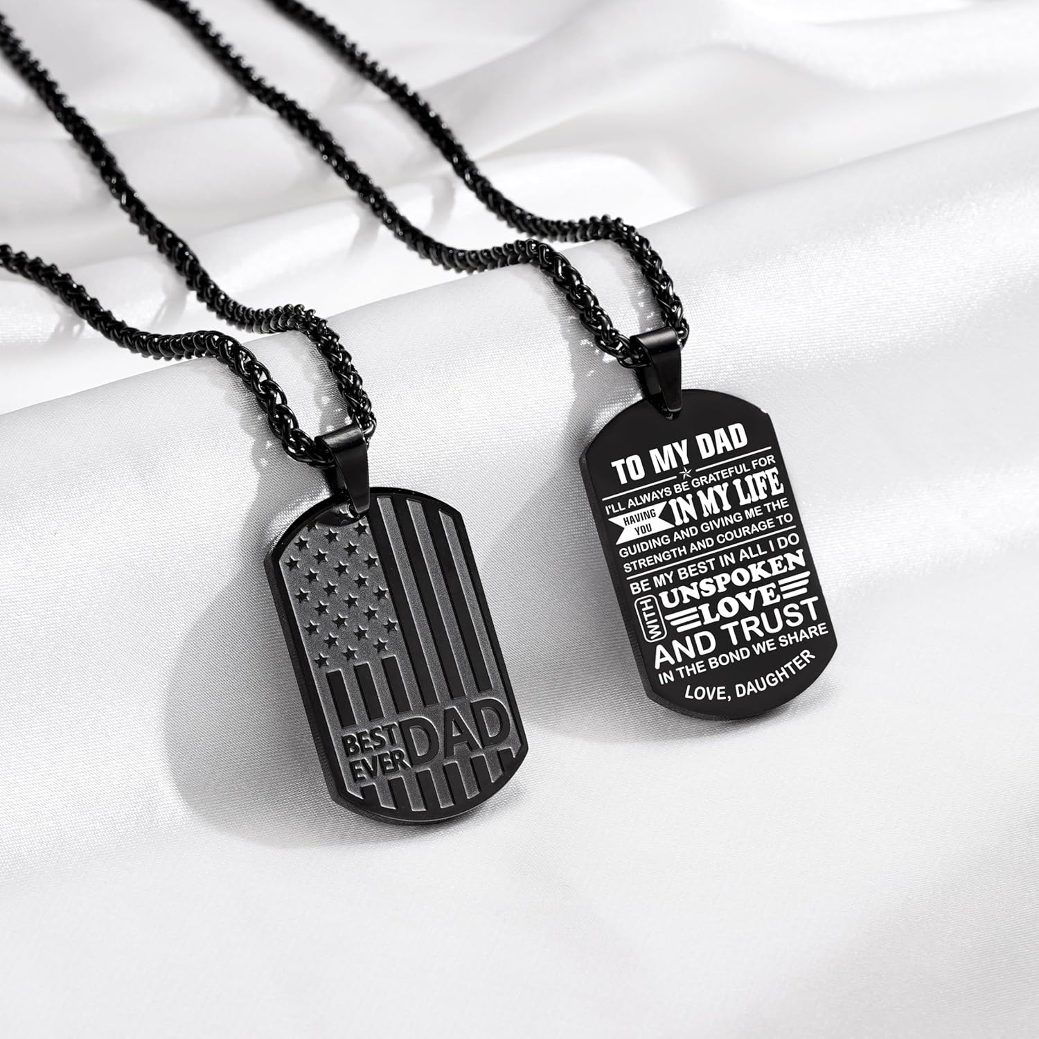 Best Dad Son Brother Grandson Grandpa Boyfriend Husband Ever Necklace, Stainless Steel Flag Dog Tags Pendant, Birthday Christmas Gifts Jewelry for Men Boys - Image 4