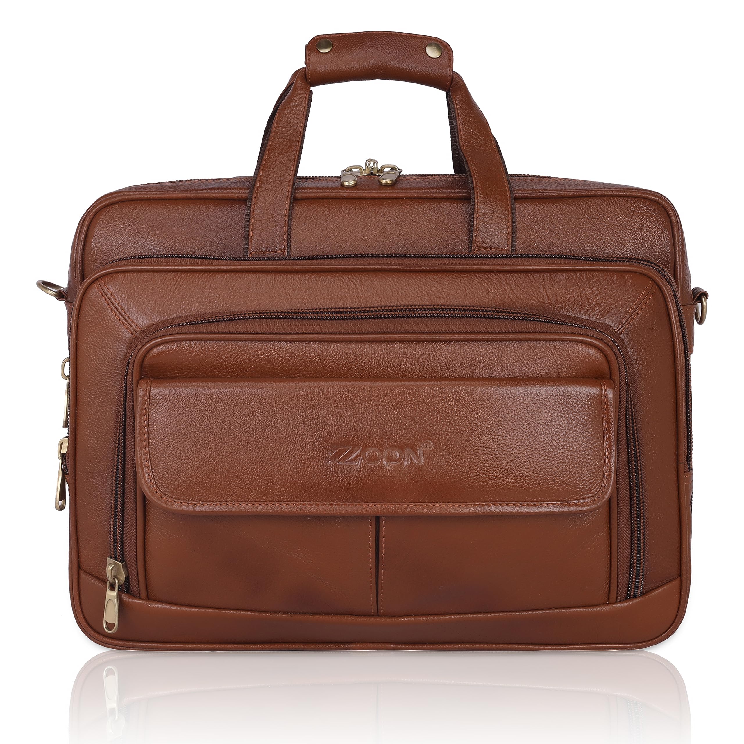 ZOON Leather Messenger Bag upto 16inches laptop easily fit Elevate Your Style with Elegance and Functionality leather laptop bag with shoulder strap (TAN) (B0CF6YBPTV) Amazon Price History, Amazon Price Tracker