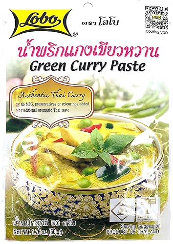 Miniatura 4 de Lobo Pasta de curry verde tailandés, sin MSG, sin conservantes, sin colores artificiales (paquete de 5)