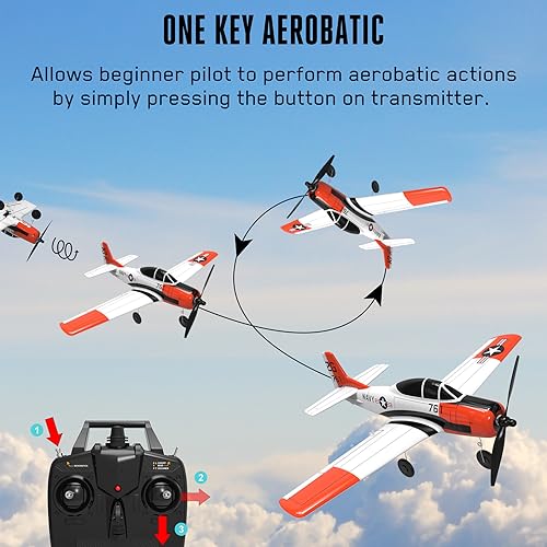 Miniatura 4 de Volantex - Avión RC de 2.4 GHz, control remoto de 4 canales, con avión Aileron T28 Trojan Parkflyer RC, listo para volar con sistema de