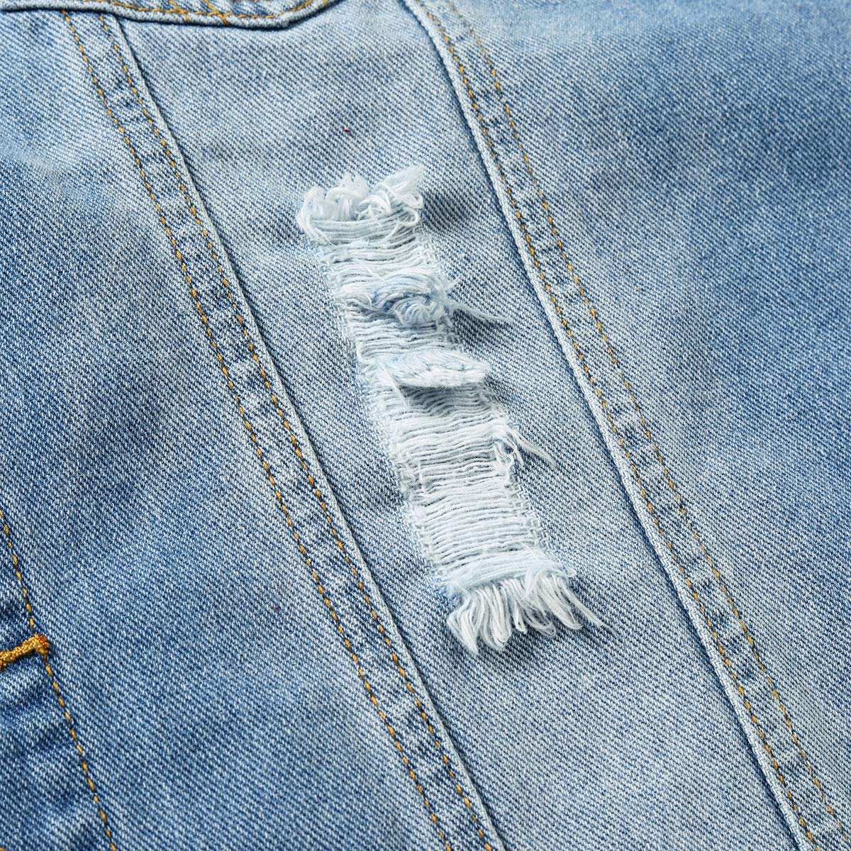 YOUTHUP Gilet Homme Denim Déchiré Veste Sans Manches Revers en Jean Vintage en Coton Motard