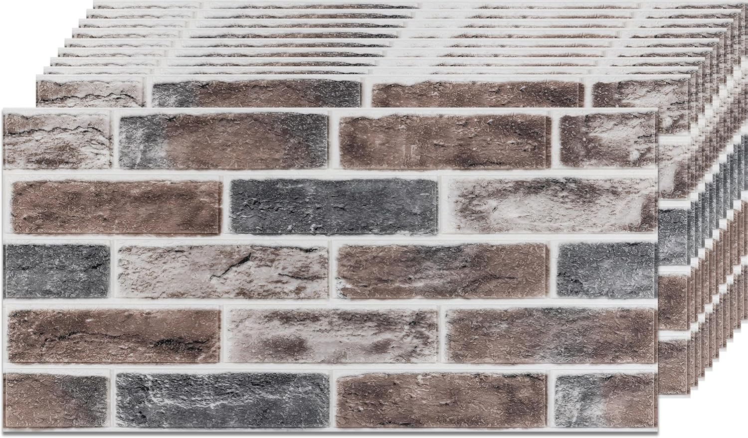 20 PCS 3D Wall Panels Brick Peel and Stick 26.7"x13.4" - Gray Faux Bricks Self Adhesive Waterproof Wall Decor Outdoor - Foam Walls Panel Faux Stone Tile for Backsplash Fireplace Kitchen Decorative