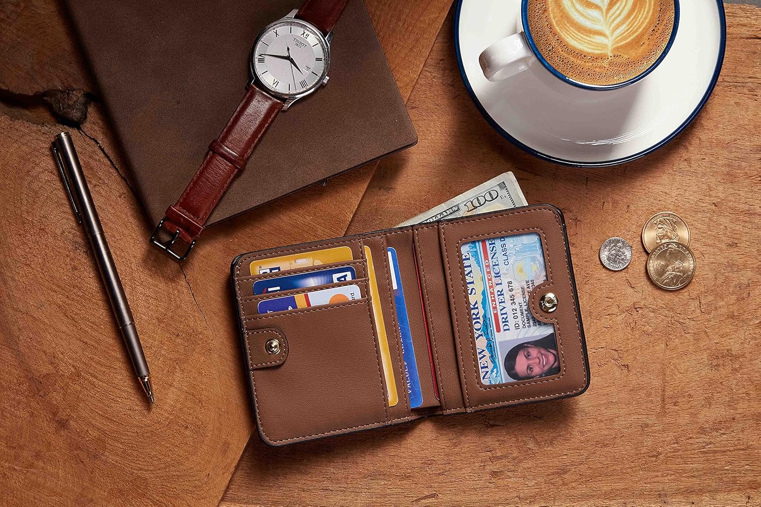 Toughergun Women’s Small Slim Leather Wallet with RFID Protection, Compact Bifold Mini Purse with Clear ID Window - Image 6