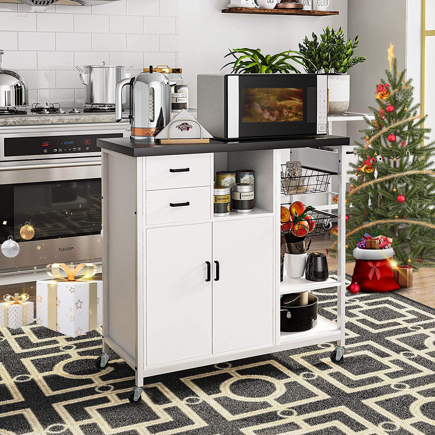 Hasuit Kitchen Island Cart on Wheels, Rolling Kitchen Island with