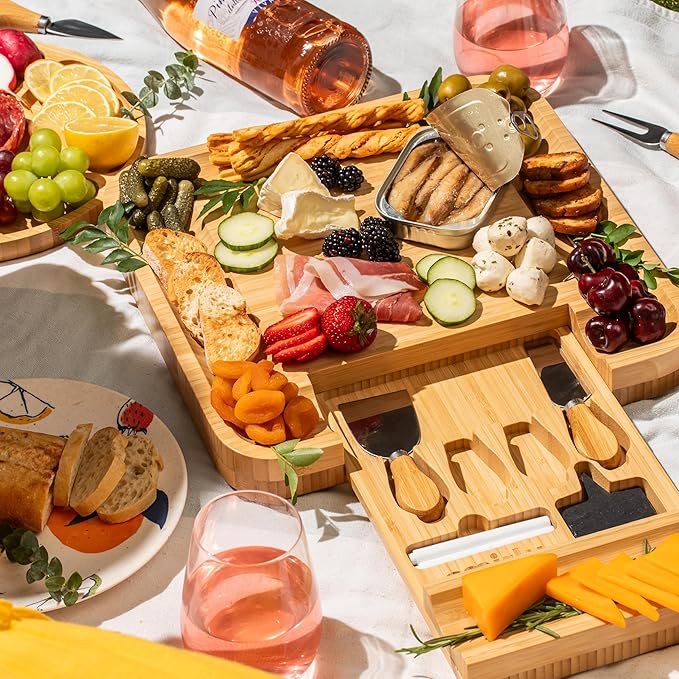 Large bamboo charcuterie cheese board set
