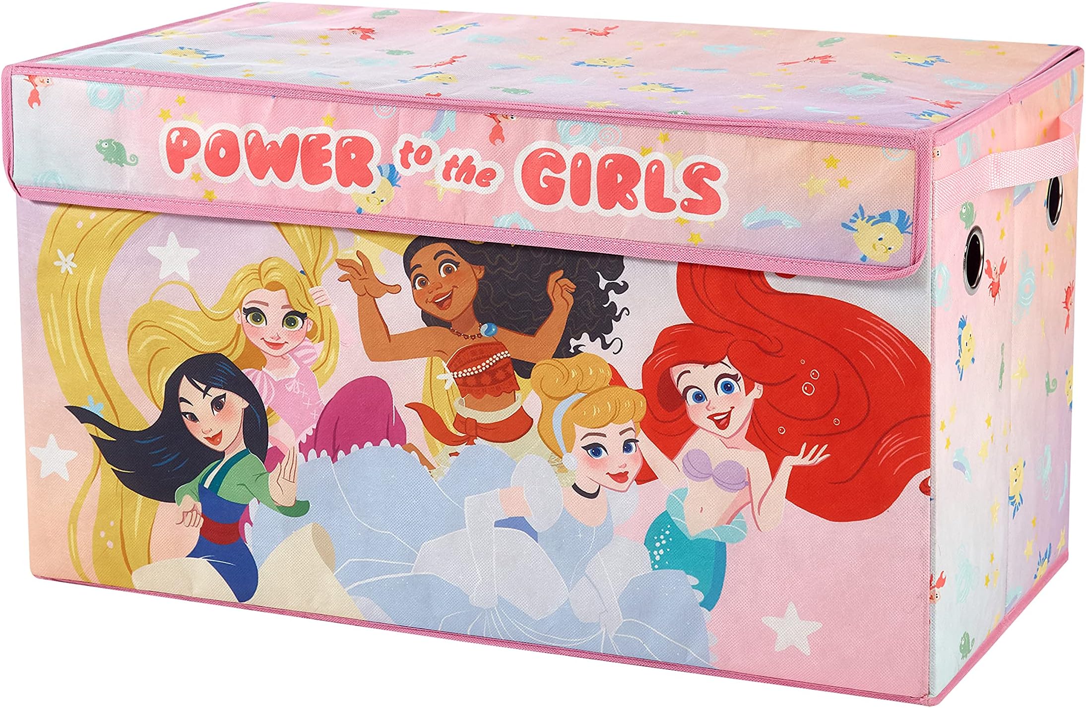 Disney Princess Collapsible Toy Storage Trunk with Lid, 28" W x 16" D x 14.5" H