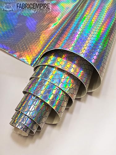 Miniatura 10 de Fabric Empire The Yard - Escamas holográficas de vinilo en relieve, tela brillante de sirena de 54 pulgadas de ancho, vendido por The Yard