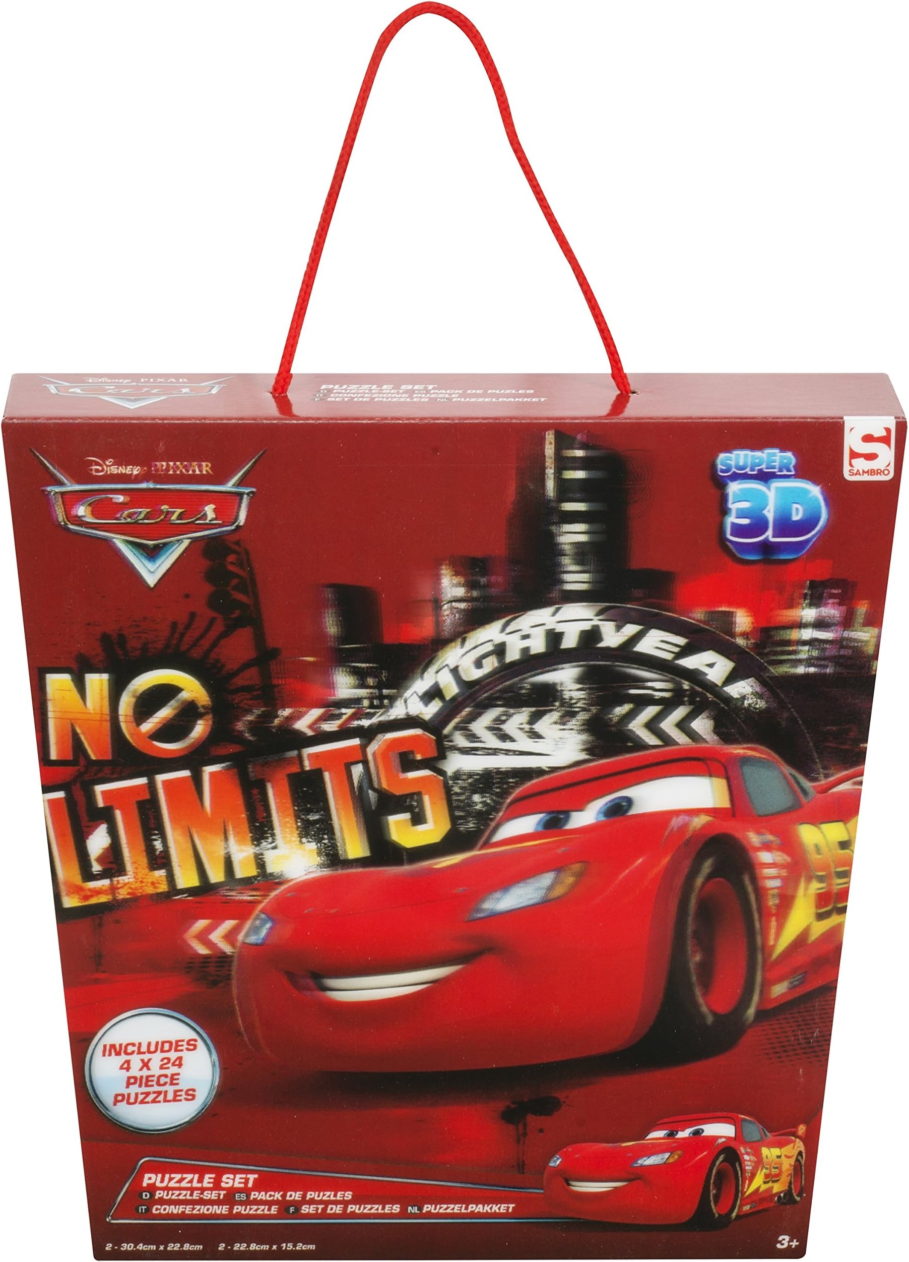 DISNEY CARS SUPER 3D JIGSAW PUZZLE 4 X 24PC PUZZLES LIGHTENING MQUEEN