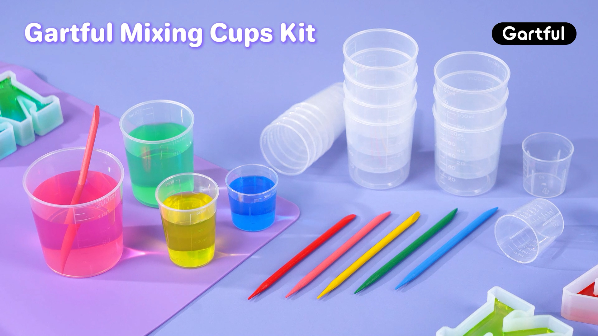 Kit de vasos medidores de resina 100 ml 40 piezas miniatura 7