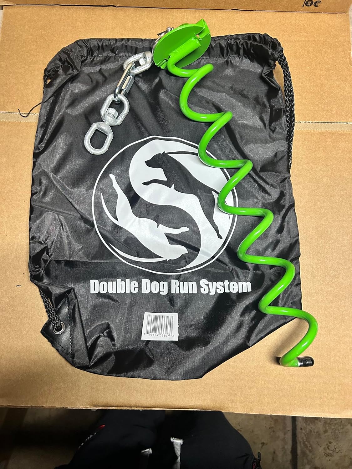 Doggy Duo - Dog Tie Out Stake for Yard - 16" Heavy-Duty Spiral Stake, 10mm - Tangle-Free Two Dog Tie Out