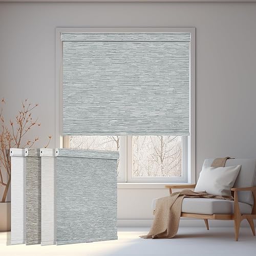 Boolegon Persianas enrollables opacas sin cordones de jacquard a rayas, estilo de lujo, con cenefa de casete, con aislamiento térmico, persianas disponible en Yaxa Colombia