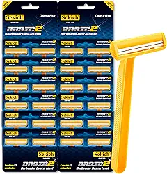 Aparelho Basic 2 Barbeador Descartável, Kit com 24 Unidades, Amarelo