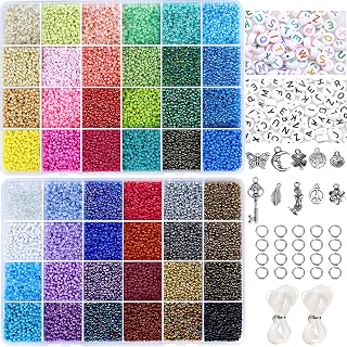GREENTIME 45000pcs 2mm Seed Beads for Jewelry Making Kit Small Beads 11/0 Rainbow Beads with Letter Beads, Jump Rings & Charms Pendants for DIY Crafts Bracelets Necklaces Rings Waist Beads kit