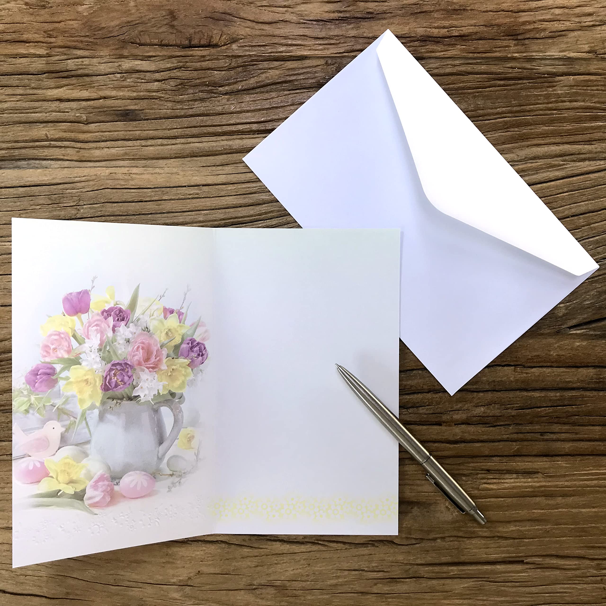 Afie Tarjeta De Pascua Feliz Para Niña Y Mujer, Ramo De Flores De