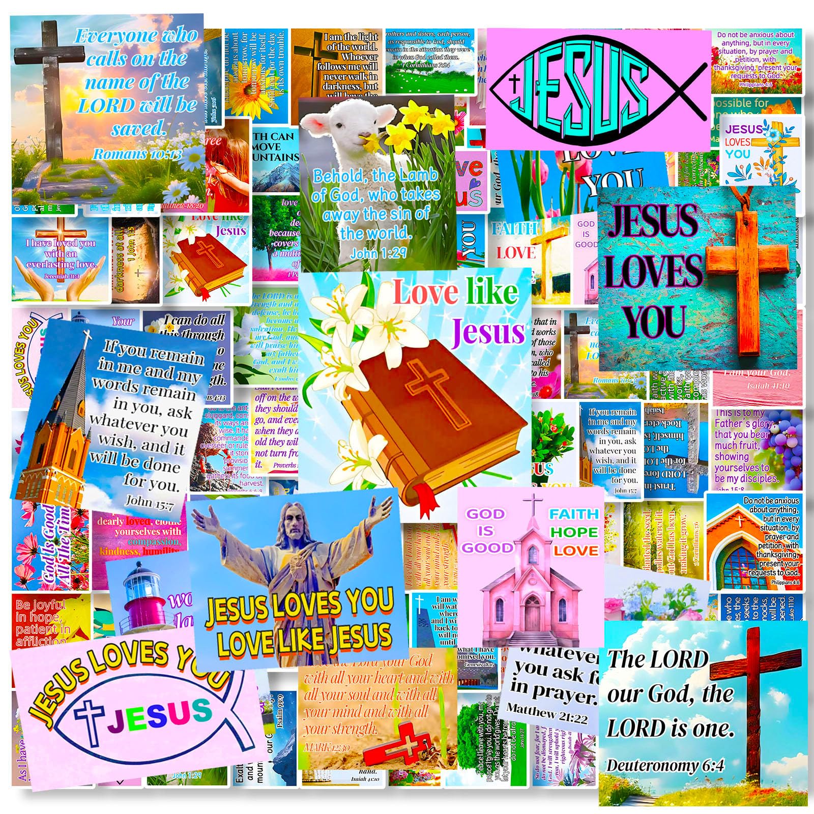 Jesus Bible Verse Stickers, Christian Scripture Stickers, 85PCS Inspiring Religious Faith Sticker Gifts for Kids Teens Adults